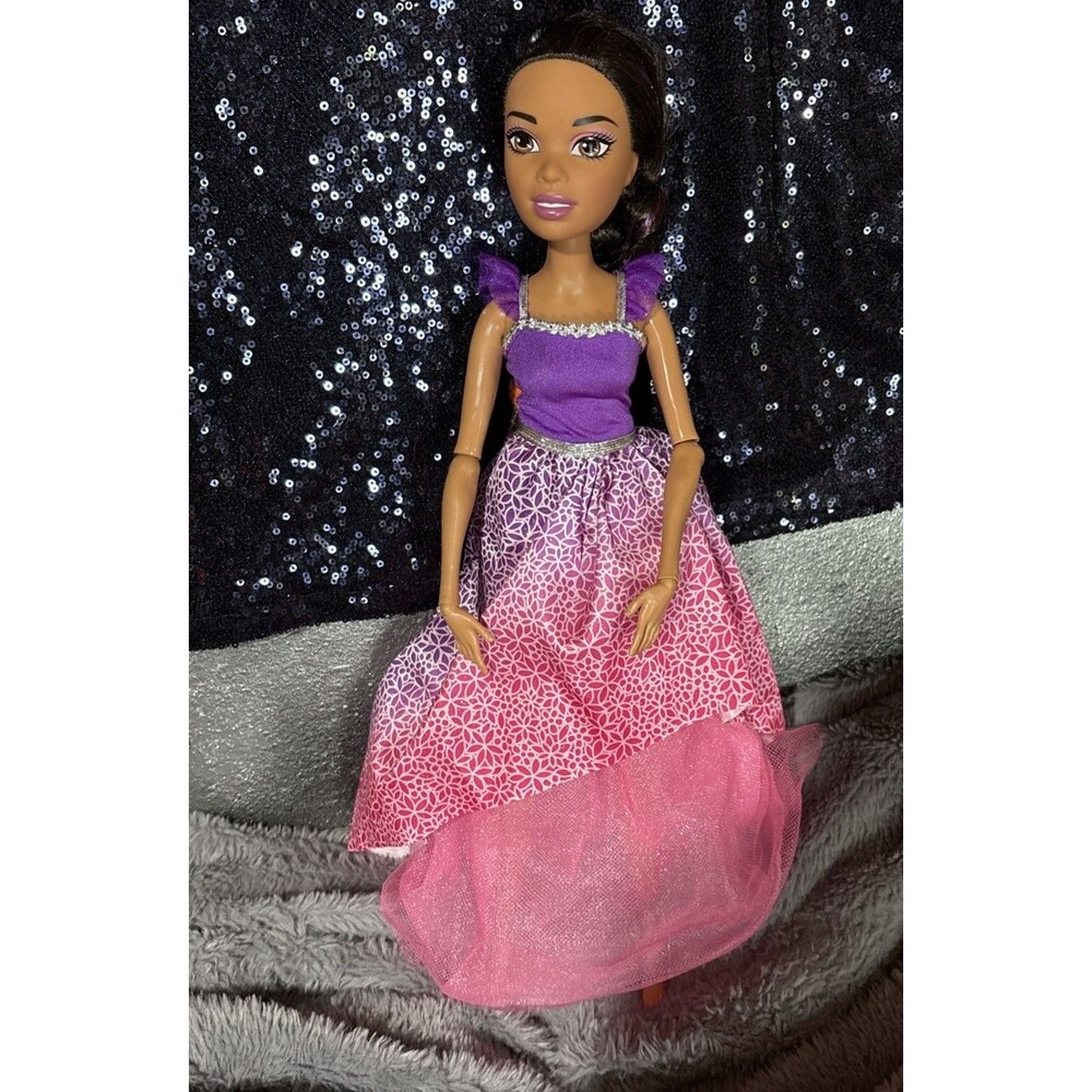 2015 Barbie 17” Tall Doll Dress Purple Pink Princess Dress Mattel